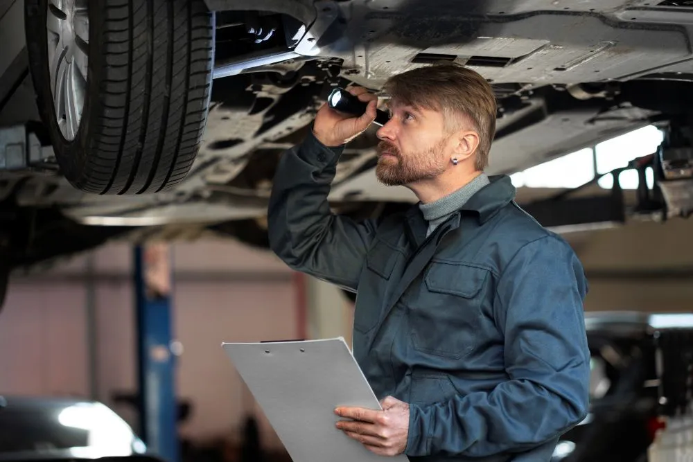 Une garagiste fais un contrôle technique